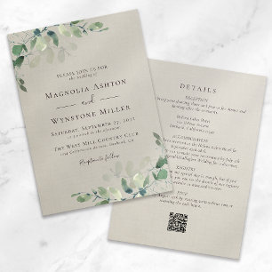 Invitation Eucalyptus Lin tout en un Mariage