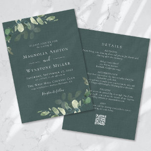 Invitation Eucalyptus Lin vert tout en un Mariage