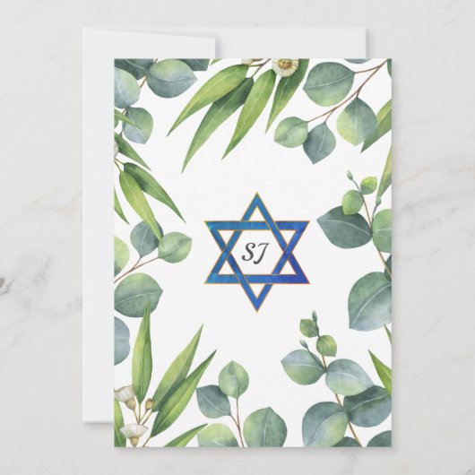 Invitation Eucalyptus luxuriant étoile Feuille de David Bar M (Dos)