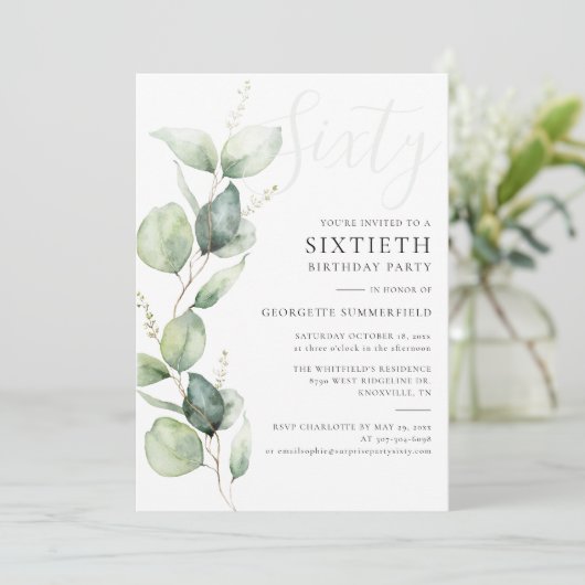 Invitation Eucalyptus Maman 60e anniversaire (Debout devant)