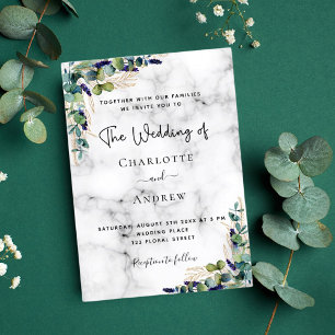 Invitation Eucalyptus marbre vert élégant mariage