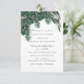 Invitation Eucalyptus Mariage Blanc Bois Campagne Rustique (Debout devant)