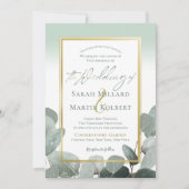 Invitation Eucalyptus mariage bleu poussiéreux mariage (Devant)