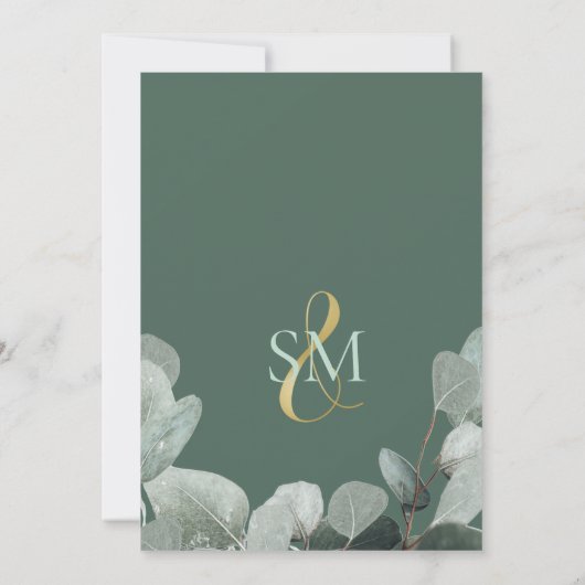 Invitation Eucalyptus mariage bleu poussiéreux mariage (Dos)