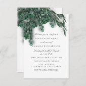 Invitation Eucalyptus Mariage Champêtre Rustique Blanc (Devant / Derrière)