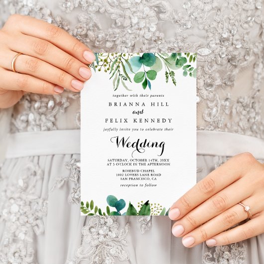 Invitation Eucalyptus Mariage de calligraphie moderne