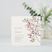 Invitation Eucalyptus Mariage de verdure et de fleurs roses (Debout devant)