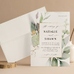 Invitation Eucalyptus Mariage de verdure or brillant<br><div class="desc">Envoyez à vos invités une belle faire-part de mariage avec votre belle Faire-part de mariage Eucalyptus Glow Gold.</div>