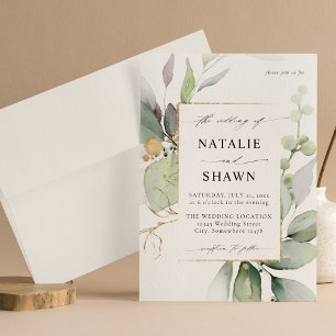 Invitation Eucalyptus Mariage de verdure or brillant