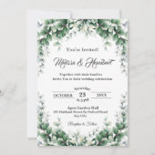 Invitation Eucalyptus Mariage feuille de feuillage vert de co (Devant)