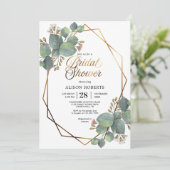 Invitation Eucalyptus mariage géométrique douche nuptiale (Debout devant)