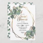 Invitation Eucalyptus mariage géométrique douche nuptiale (Devant / Derrière)