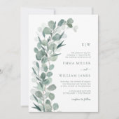 Invitation Eucalyptus Mariage monogramme (Devant)