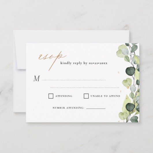Invitation Eucalyptus Mariage rustique RSVP (Devant)