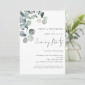 Invitation Eucalyptus Mariage soirée aquarelle (Debout devant)