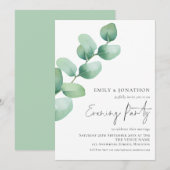 Invitation Eucalyptus Mariage soirée aquarelle (Devant / Derrière)