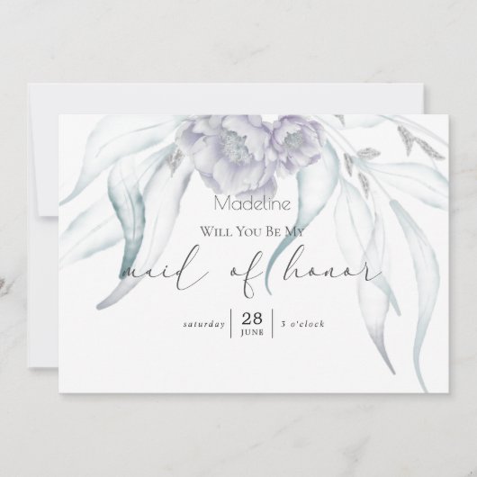 Invitation Eucalyptus Matron d'honneur Invit au printemps mod (Devant)