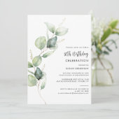 Invitation Eucalyptus Minimaliste 80ème anniversaire (Debout devant)