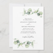 Invitation Eucalyptus minimaliste Mariage d'aquarelle (Devant)