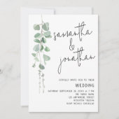 Invitation Eucalyptus moderne 3 Photos Code QR Mariage (Devant)