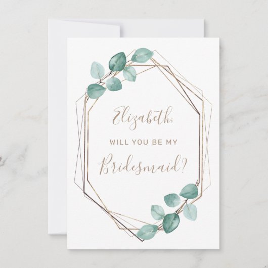Invitation Eucalyptus moderne Aquarelle Verdure Bridesmaid (Devant)