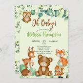 Invitation Eucalyptus moderne Bois Animaux Forêt Amis (Devant / Derrière)