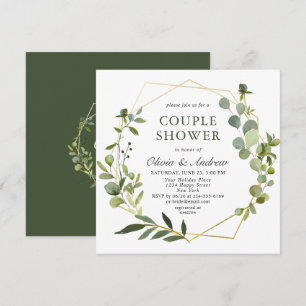 Invitation Eucalyptus moderne Cadre géométrique DOUCHE EN COU
