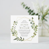 Invitation Eucalyptus moderne Cadre géométrique RÉPÉTITION DÎ (Debout devant)