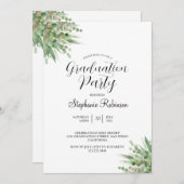 Invitation Eucalyptus Moderne Calligraphie Parti de Graduatio (Devant / Derrière)