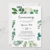 Invitation Eucalyptus Moderne Calligraphie Quinceañera (Devant)