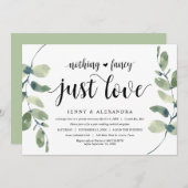 Invitation Eucalyptus Moderne, Célébration de Mariage Intime (Devant / Derrière)