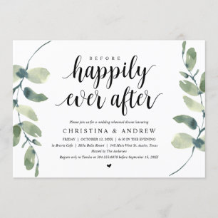 Invitation Eucalyptus Moderne, Dîner de Répétition de Mariage