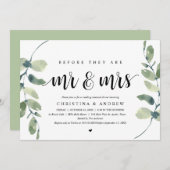 Invitation Eucalyptus Moderne, Dîner de Répétition de Mariage (Devant / Derrière)