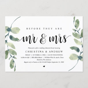 Invitation Eucalyptus Moderne, Dîner de Répétition de Mariage