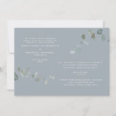 Invitation Eucalyptus moderne Dusty Blue Deux Lieux Mariage (Devant)