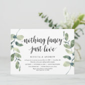 Invitation Eucalyptus moderne, Encre noire, Elopage Mariage (Debout devant)