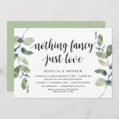 Invitation Eucalyptus moderne, Encre noire, Elopage Mariage (Devant / Derrière)