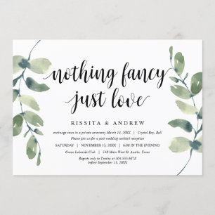 Invitation Eucalyptus moderne, Encre noire, Elopage Mariage