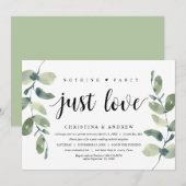 Invitation Eucalyptus Moderne, Encre Noire, Mariage en Elopem (Devant / Derrière)