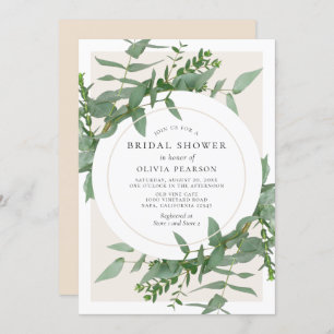 Invitation Eucalyptus moderne Fête des mariées circulaire ver