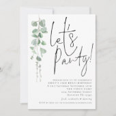 Invitation Eucalyptus Moderne Fête N'Importe Quel Âge Anniver (Devant)