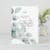 Invitation Eucalyptus moderne Feuille mariage vert invite (Debout devant)