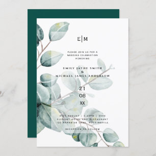 Invitation Eucalyptus moderne Feuille mariage vert invite