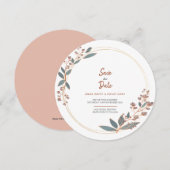 Invitation Eucalyptus Moderne Fleurs Circulaires Économisez L (Devant / Derrière)