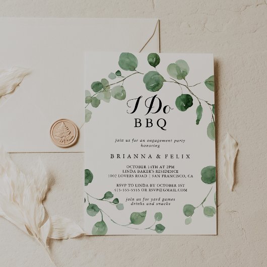 Invitation Eucalyptus Moderne I Do BBQ