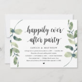 Invitation Eucalyptus Moderne, Noir, Mariage Fuite Party (Devant)