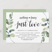 Invitation Eucalyptus Moderne, Noir, Mariage Intime (Devant / Derrière)