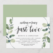 Invitation Eucalyptus Moderne, Noir, Mariage Party Elopement (Devant / Derrière)