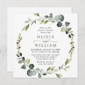 Invitation Eucalyptus moderne Wreath Frame COUPLE DOUCHE EN C (Devant / Derrière)