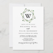 Invitation Eucalyptus Monogram Mariage de couronne (Devant)
